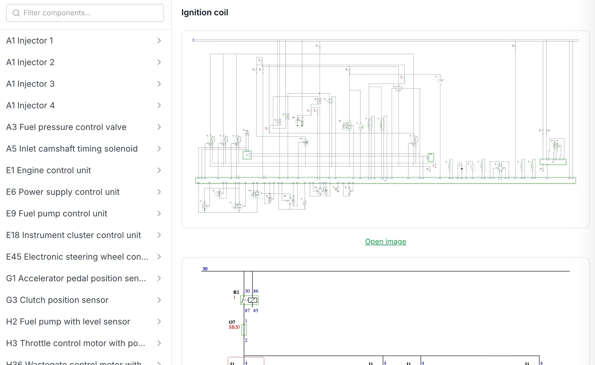 HaynesPro wiring diagram in AutoChain for the engine management ignition coil circuit