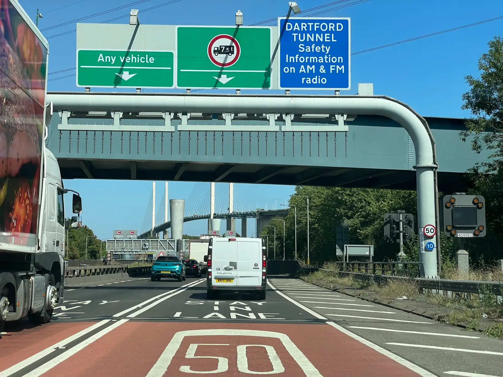 Dartford Crossing bridge and tunnels showing the vital Thames crossing that handles over 50 million vehicles annually